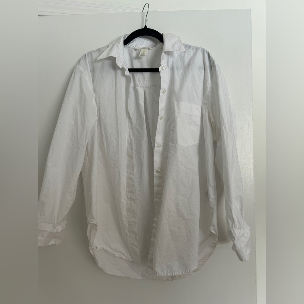 H&M Size S Oversized White Button Down Shirt